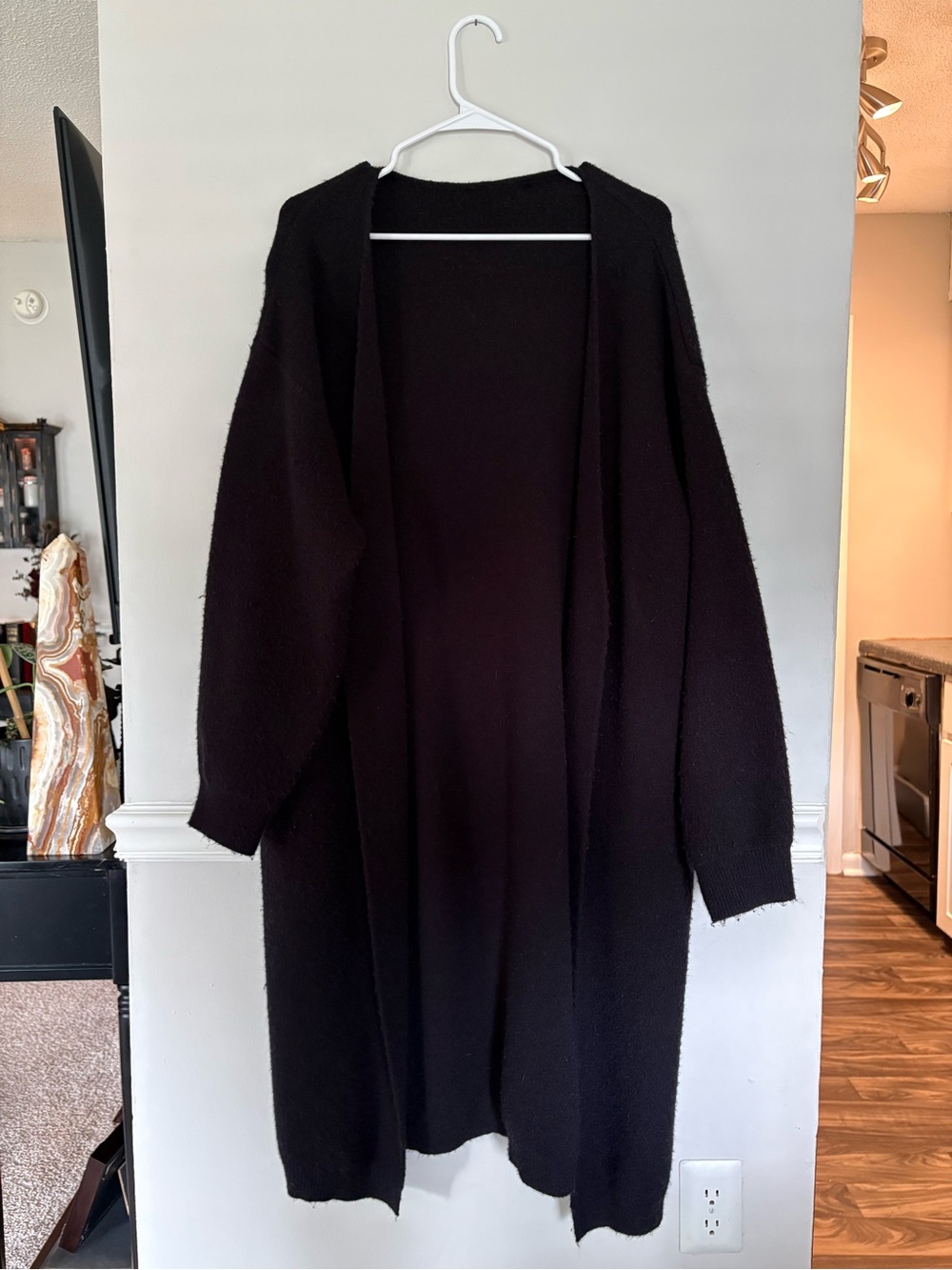 Women's Open-Front Long Cardigan Sweater - Black